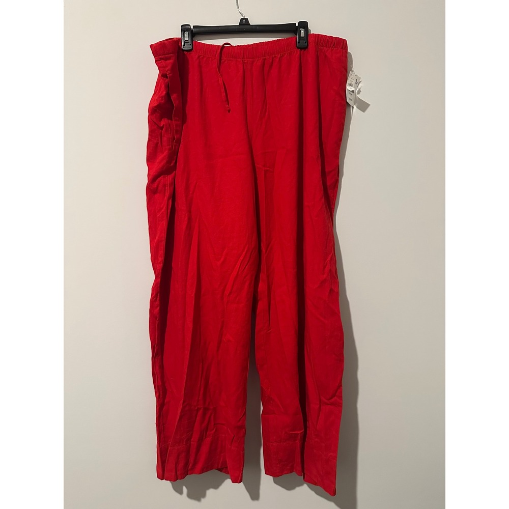 Gap Red Linen Blend Wide Leg Drawstring Pants XXL